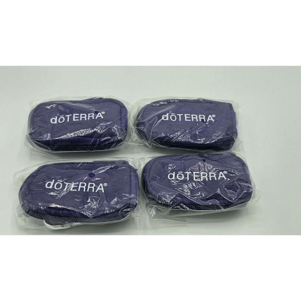 4x doTERRA Travel Case Keychain Purple Zip Fits 8 Mini Essential Oil Bottles NEW